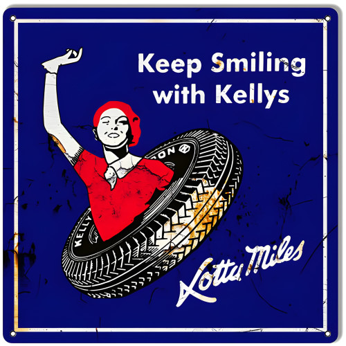 Kelly Tires Keep Smiling Metal Sign - 16" x 16"
