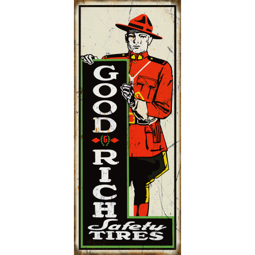 Good Rich Tires Reproduction Gas Station Metal Sign - 10" x 24"