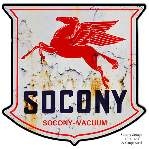 Distressed Socony Metal Sign - 17.5" x 18"