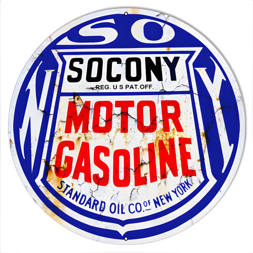 Socony Gasoline Reproduction Motor Oil Metal Sign - 14" x 14"
