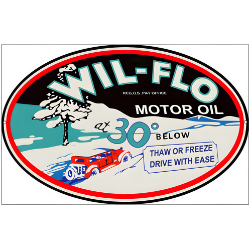 Wil-Flo Reproduction Motor Oil Metal Sign - 9" x 14"