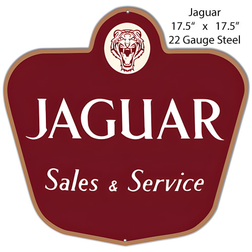 Jaguar Reproduction Laser Cut Out Metal Sign - 17.5" x 17.5"