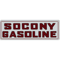 Large Socony Gasoline Motor Oil Metal Sign - 8" x 24"