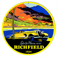 Let's Go Places Richfield 1934 Metal Sign - 14" x 14"