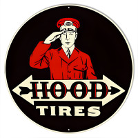 Hood Tires Gas Station Metal Sign - 14" x 14"