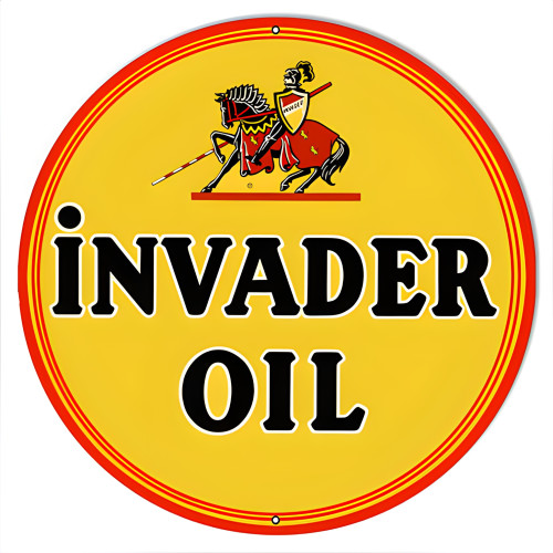 Invader Oil Reproduction Motor Oil Metal Sign - 14" x 14"