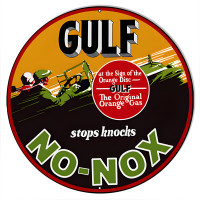 Gulf No Nox Motor Oil Metal Sign - 14" x 14"