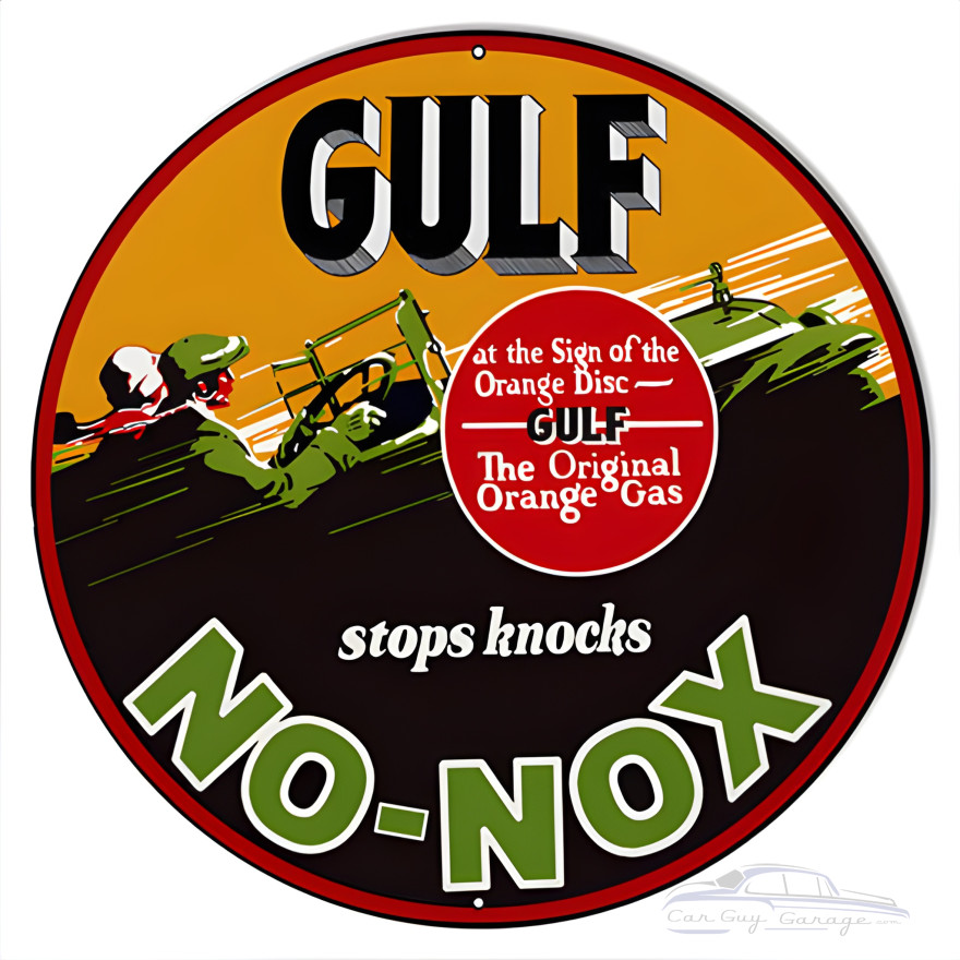 Gulf No Nox Motor Oil Metal Sign - 14" x 14" Gulf No Nox Motor Oil Metal Sign - 14" x 14"