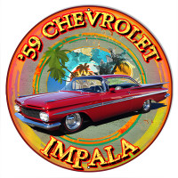 59 Chevy Impala Metal Sign - 14" x 14"