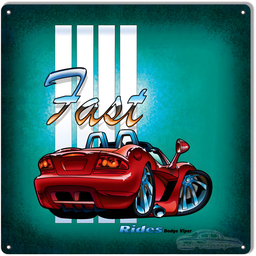 Fast Rides Dodge Viper Metal Sign - 12" x 12" Fast Rides Dodge Viper Metal Sign - 12" x 12"