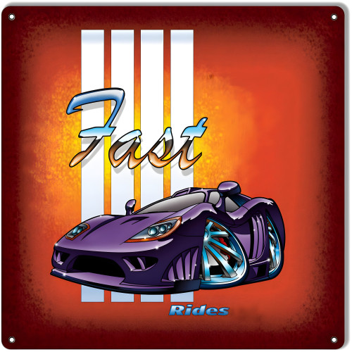 Purple Fast Ride Metal Sign - 12" x 12"