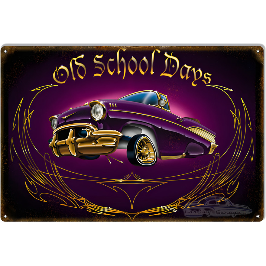 Convertible Old School Days Metal Sign - 12" x 18" Convertible Old School Days Metal Sign - 12" x 18"