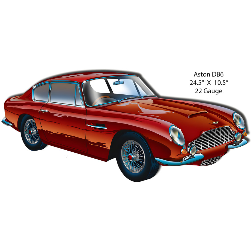 Aston DB6 Metal Sign - 10.5" x 24.5" Aston DB6 Metal Sign - 10.5" x 24.5"