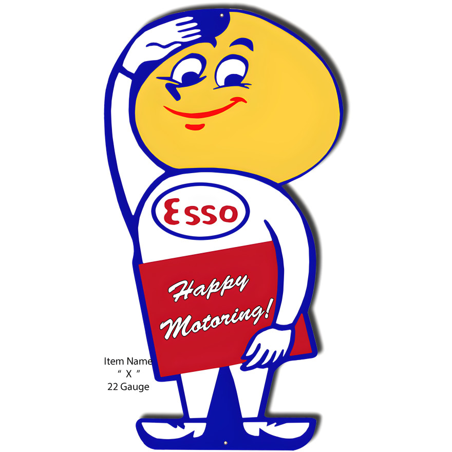 Happy Motoring ESSO Metal Sign - 15" x 31" Happy Motoring ESSO Metal Sign - 15" x 31"