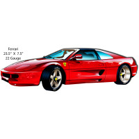Red Ferrari Metal Sign - 7.5" x 23.5"