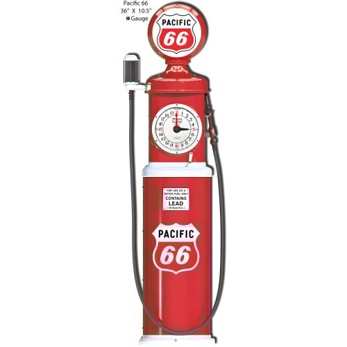 Pacific 66 Gas Pump Metal Sign - 10.5" x 36"