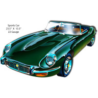 Sports Car Green Laser Cut Out Metal Sign - 13.5" x 23.5"
