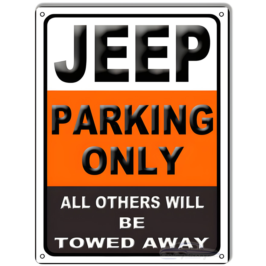 Jeep Parking Only Garage Shop Metal Sign - 9" x 12" Jeep Parking Only Garage Shop Metal Sign - 9" x 12"