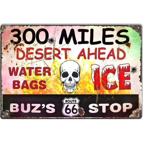 Route 66 Stop Garage Shop Metal Sign - 12" x 18"
