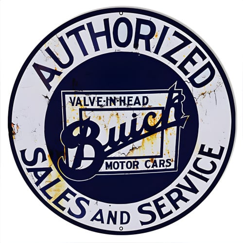 Buick Sales and Service Metal Sign - 14" Round