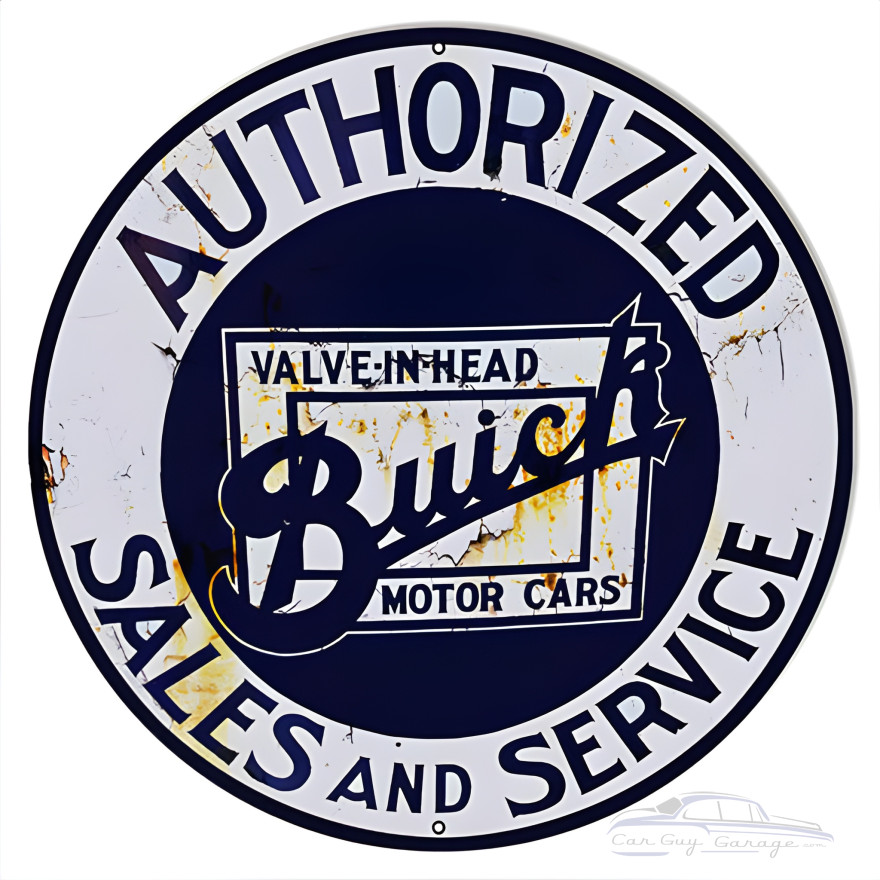 Buick Sales and Service Metal Sign - 14" Round Buick Sales and Service Metal Sign - 14" Round