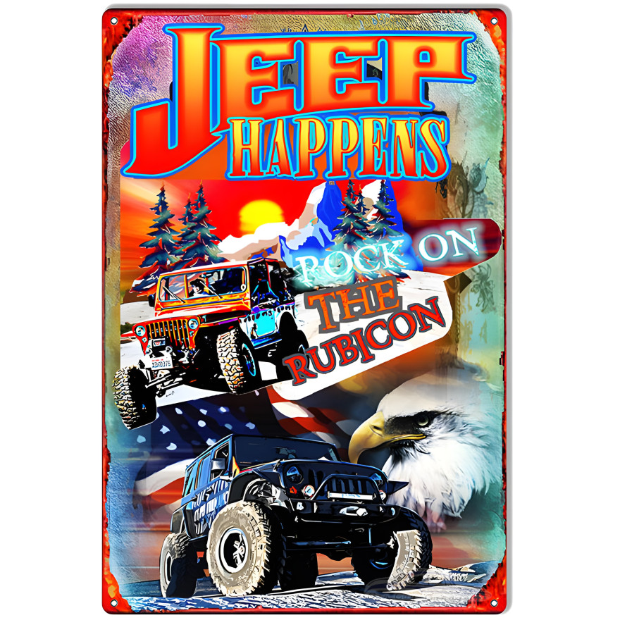 Jeep Happens Rock On Metal Sign - 12" x 18" Jeep Happens Rock On Metal Sign - 12" x 18"
