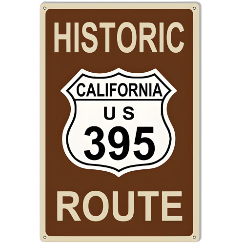 Historic Route 395 Reproduction Metal Sign - 12" x 18"