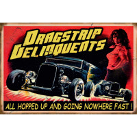 Dragstrip Delinquents Motor Speedway Metal Sign - 12" x 18"