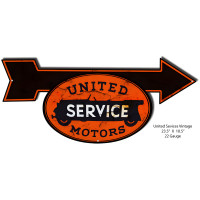 United Motors Services Arrow Metal Sign - 10.5" x 23.5"