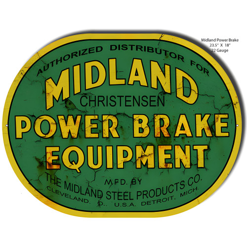 Midland Power Brakes Metal Sign - 18" x 23.5"