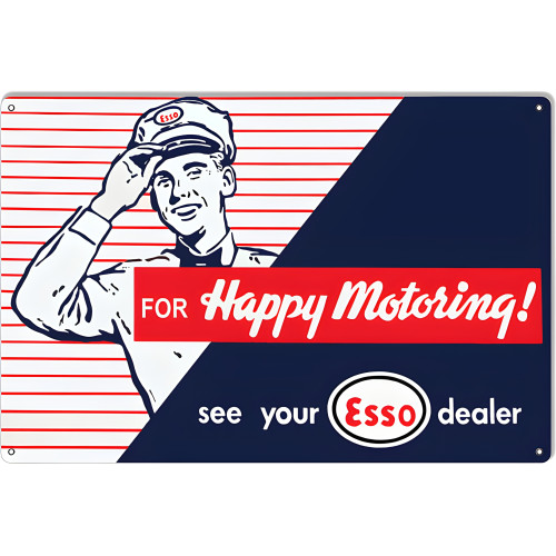 ESSO Happy Motoring Metal Sign - 12" x 18"