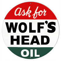 Wolf's Head Motor Oil Metal Sign - 14" x 14"