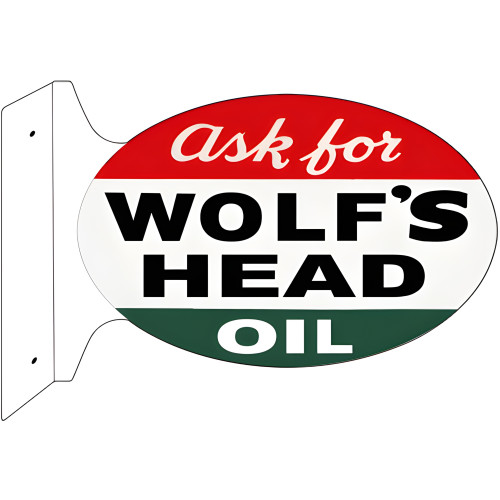 Wolf's Head Double Sided Flange Metal Sign - 12" x 18"