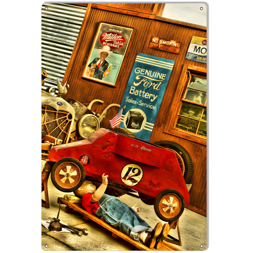 Garage Service Station Motor Oil Metal Sign - 12" x 18"