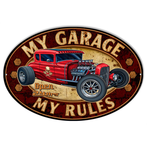 My Garage My Rules Metal Sign - 11" x 18"