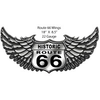 Historic Interstate Route 66 Wings Metal Sign - 18" x 8.5"