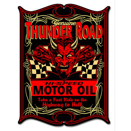 Thunder Road Gas And Motor Oil Metal Sign - 14" x 18"