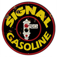 Signal Gasoline Motor Oil Metal Sign - 24" Round