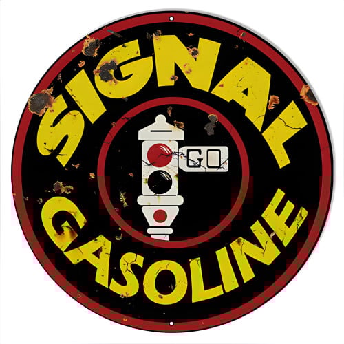Signal Gasoline Motor Oil Metal Sign - 24" Round