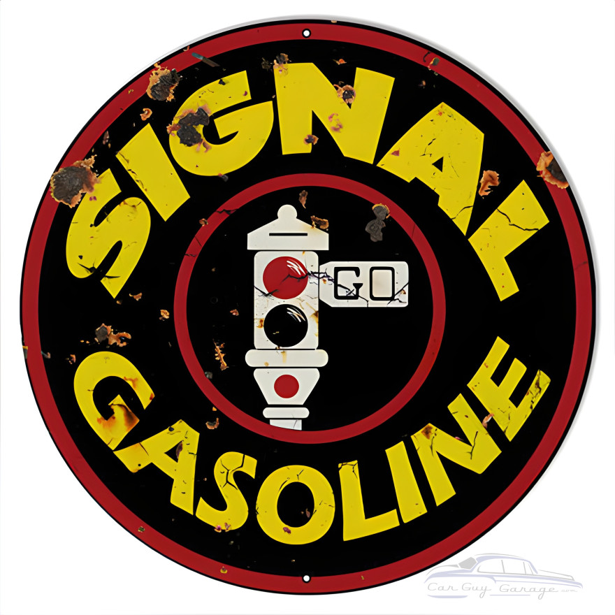 Signal Gasoline Motor Oil Metal Sign - 24" Round Signal Gasoline Motor Oil Metal Sign - 24" Round