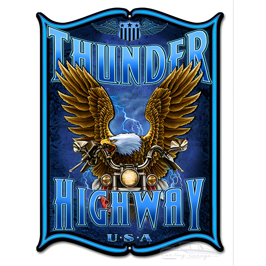 Thunder Highway U.S.A. Proud Eagle Metal Sign - 14" x 18" Thunder Highway U.S.A. Proud Eagle Metal Sign - 14" x 18"