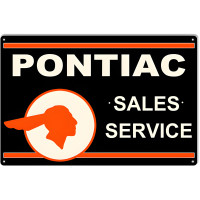 Pontiac Sales Service Metal Sign - 16" x 24"