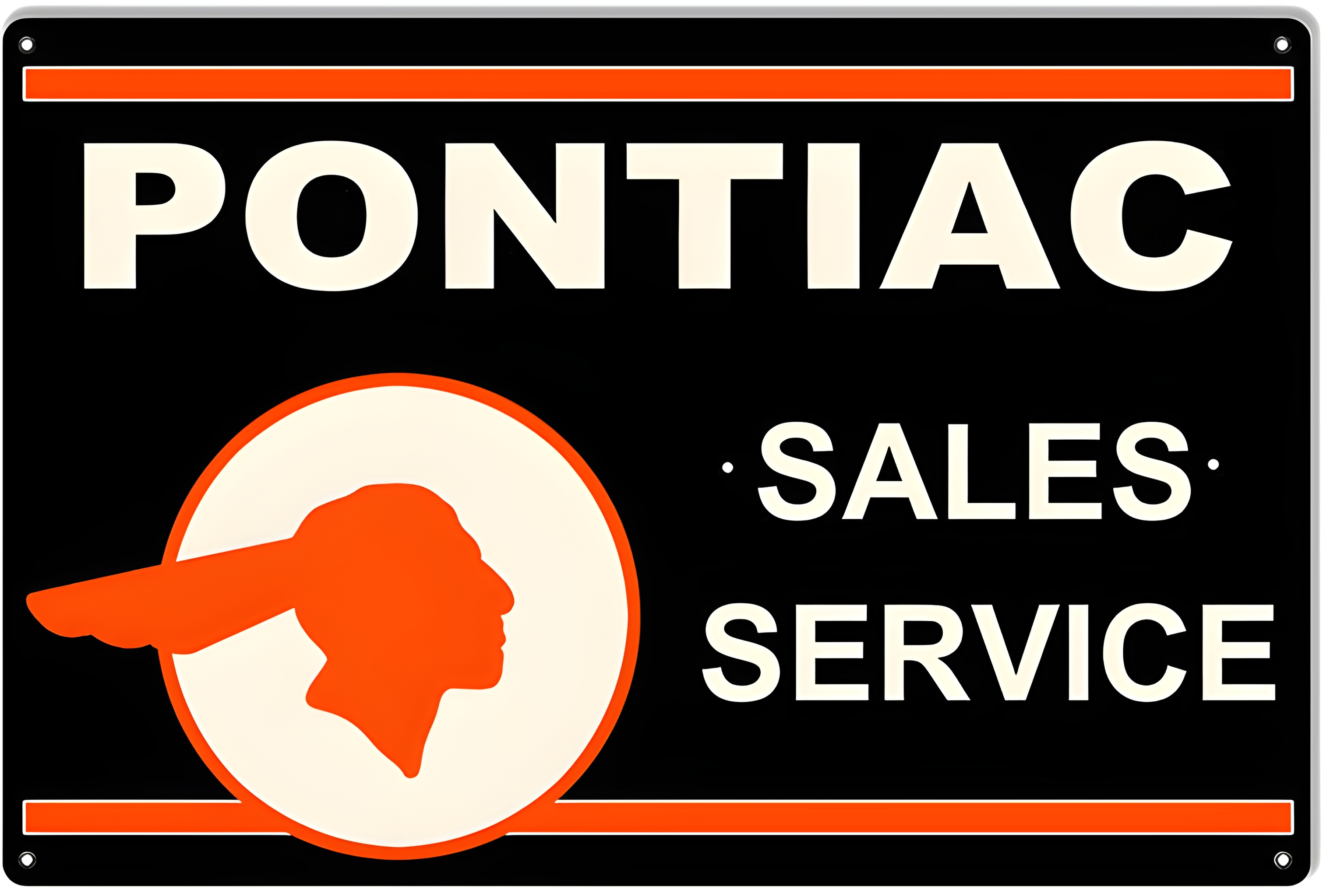 Pontiac Metal Sign - Sales Service Garage Decor