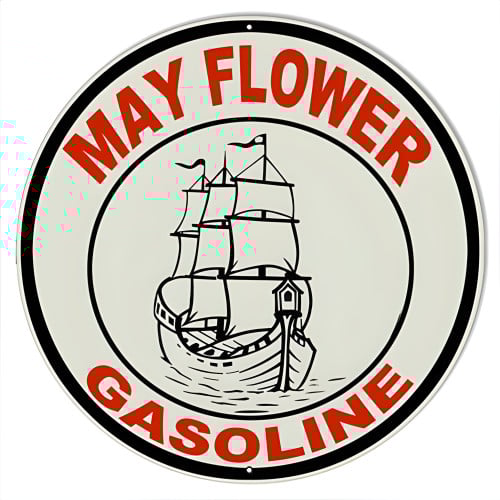 Mayflower Gasoline Metal Sign - 14" Round