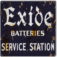 Exide Batteries Service Station Metal Sign - 12" x 12"