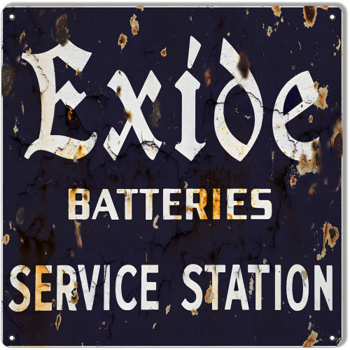 Exide Batteries Service Station Metal Sign - 12" x 12"