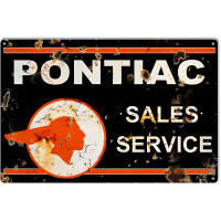 Pontiac Sales Service Metal Sign - 16" x 24"