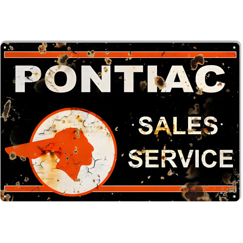 Pontiac Sales Service Metal Sign - 16" x 24"