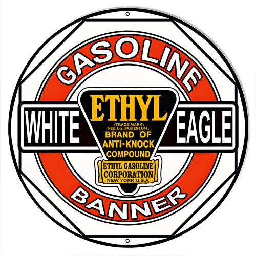 White Eagle Gasoline Metal Sign - 14" Round