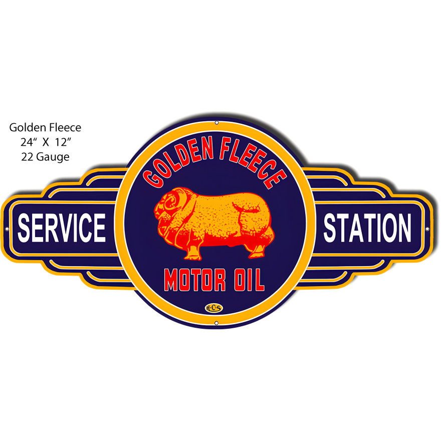 Golden Fleece Motor Oil Service Station Metal Sign - 12" x 24" Golden Fleece Motor Oil Service Station Metal Sign - 12" x 24"